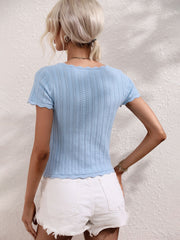 TALIA SHORT SLEEVE KNIT TOP - BLUE