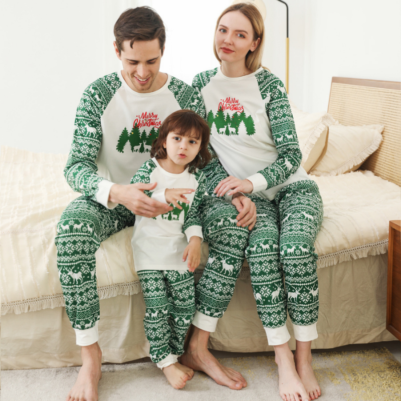 Christmas Print Round-neck Parent-child Pajamas