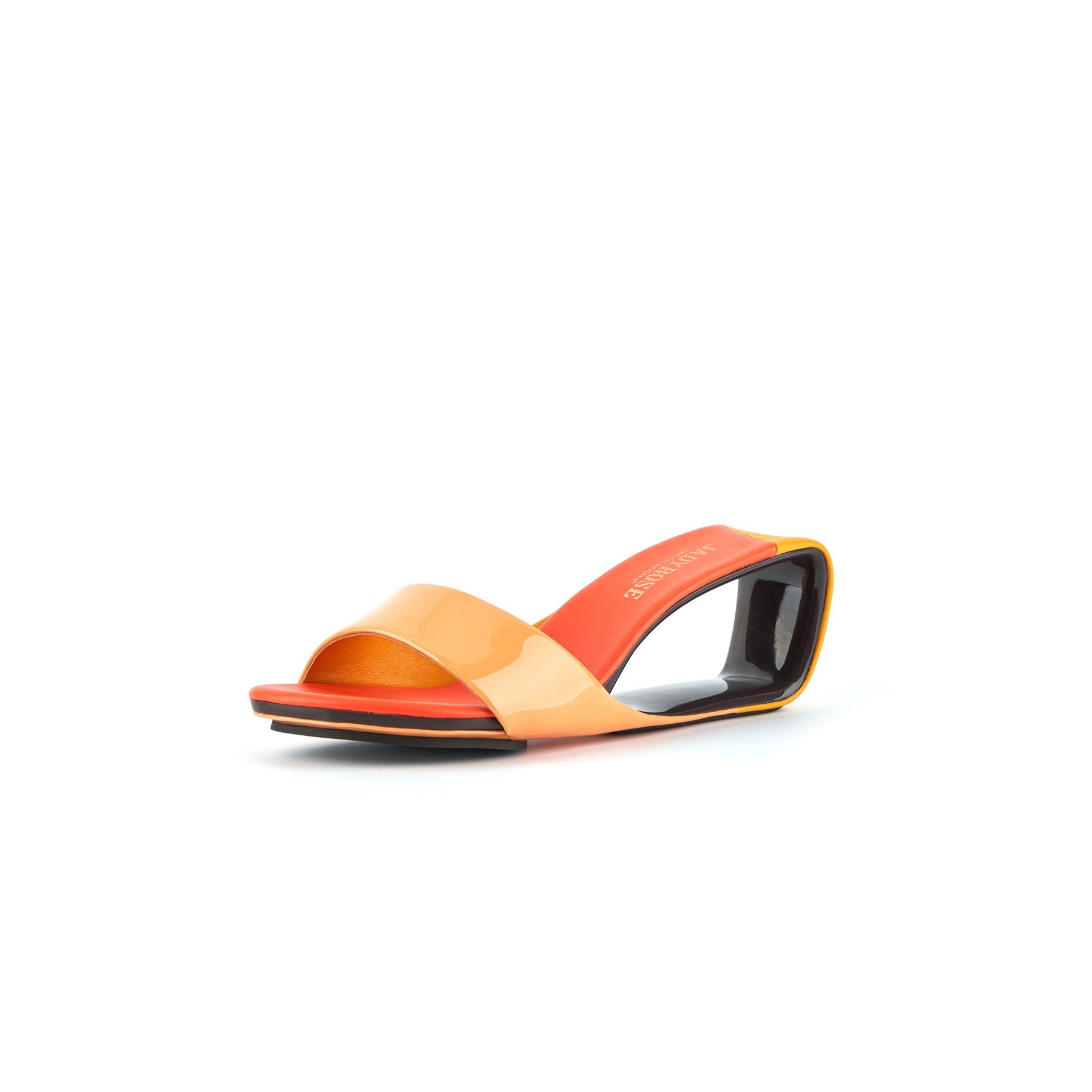 JADY ROSE | MADEMOISELLE BELLE LEATHER WEDGE SLIDE - ORANGE