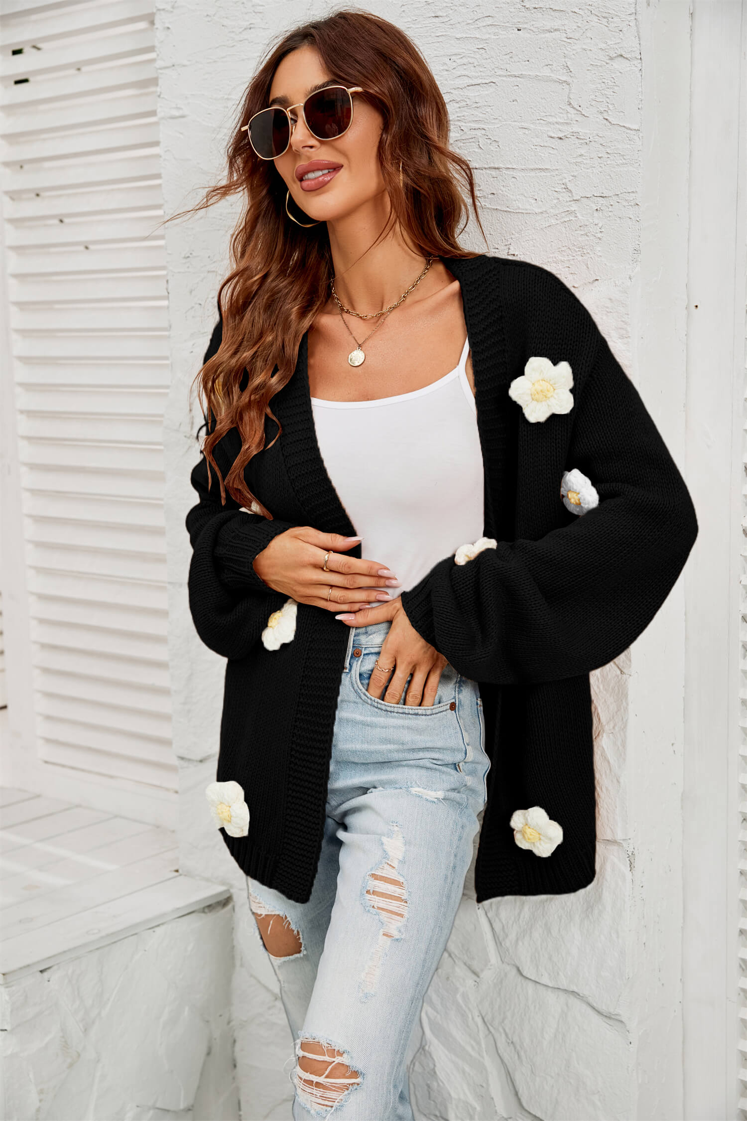 Fall In Daisy Oversized Knit Cardigan