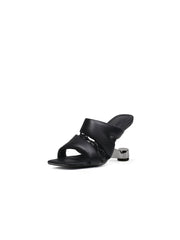 JadyRose | Black Croissant Leather Slide