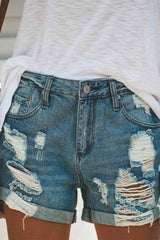 Chicindress Fashion Street Ripped Denim Straight Shorts