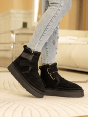 Smaibulun Ugg | Montford Wool Lined Buckle Up Platform Boots – Black