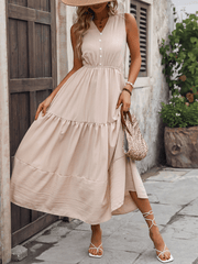 Lunch Date Sleeveless Tired Midi Dress