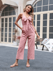 Kenia V-Neck Bow Tie Jumpsuit