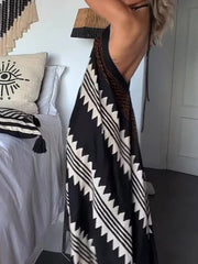 Savannah - Ethnic Print Halter Neck Maxi Dress