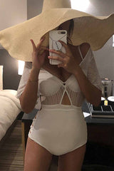 Chicindress White Sexy Hollow Cover Belly Swimwears