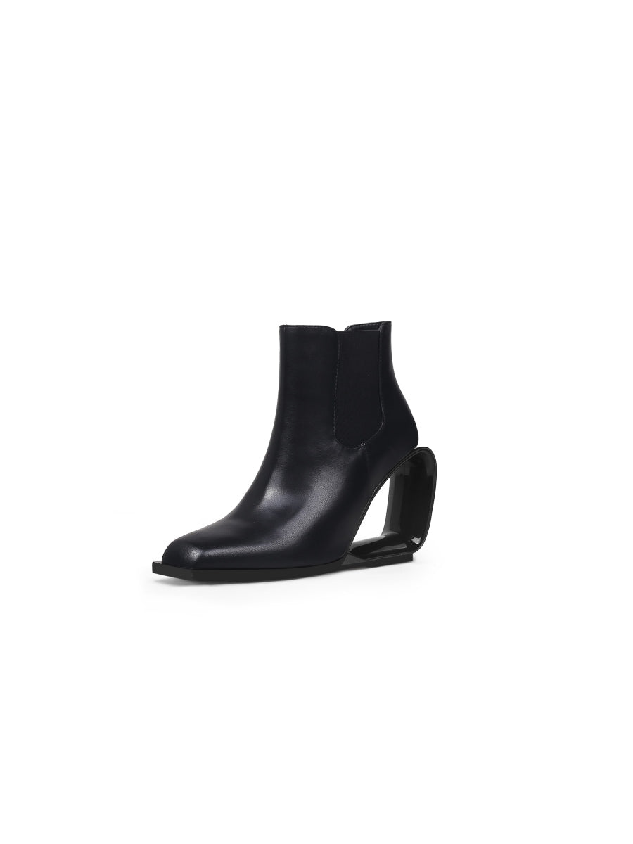 JadyRose | Genuine Leather Elevator Wedge-Heel Back Chelsea Boots