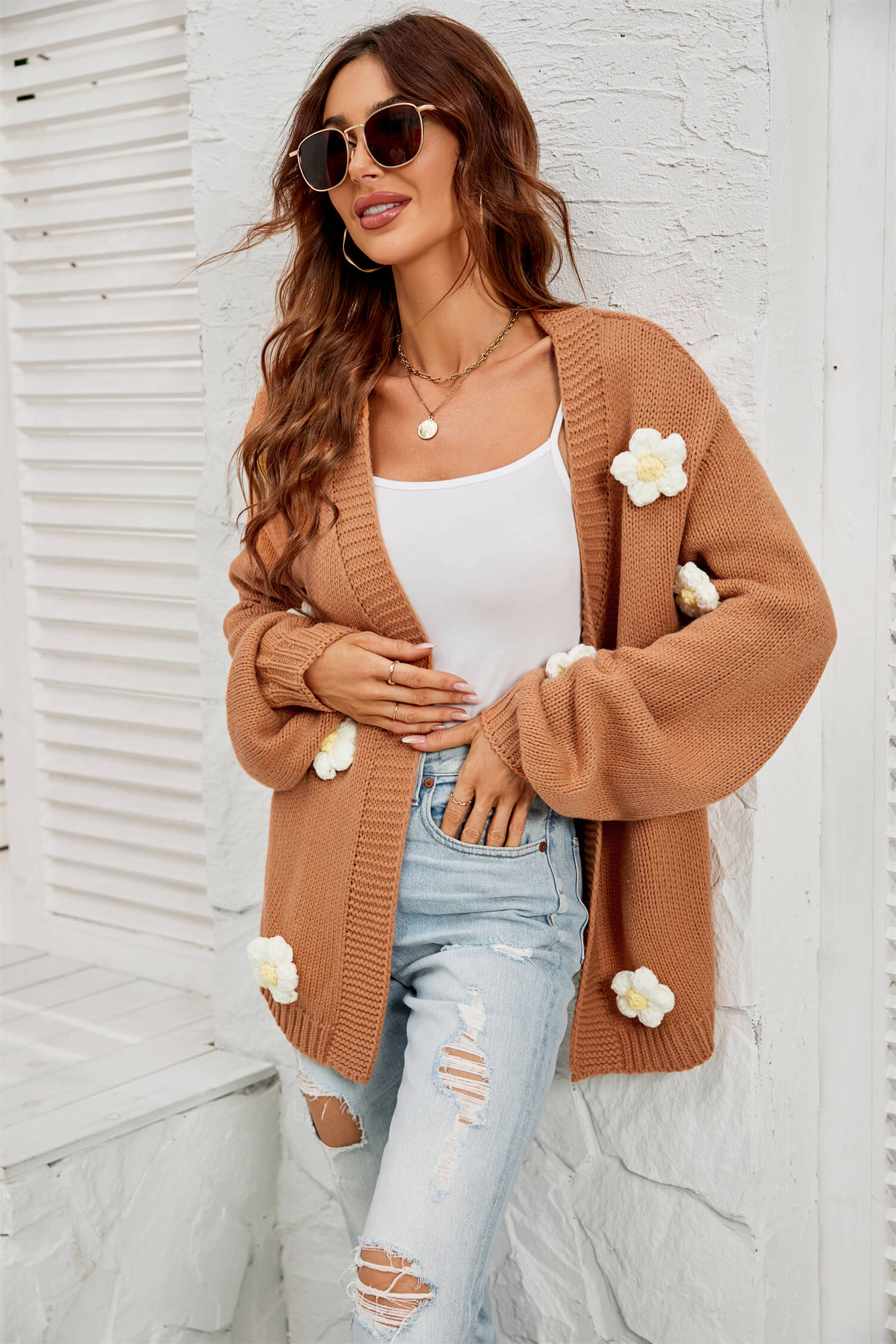 Fall In Daisy Oversized Knit Cardigan