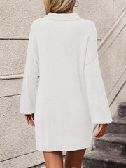 Anastasia Cotton Blend Knit Sweater Dress - White