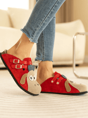 Maibulun | Moo Moo Baa Baa Double Strap Suede Clog - Red