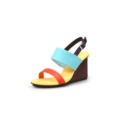 Jady Rose | Shilah Leather Slingback Wedge - Cyan