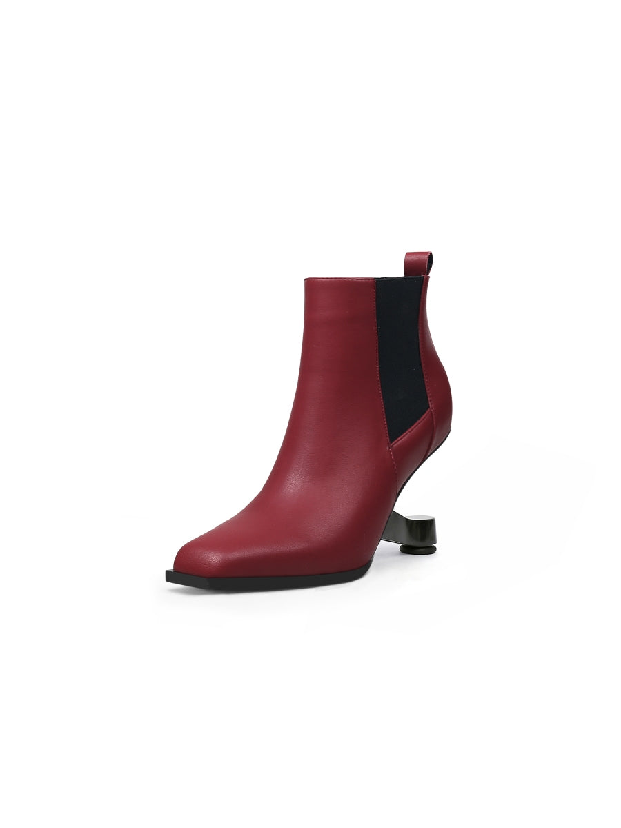 JadyRose | HARPER Elevator Heel Burgundy Leather Chelsea Boot