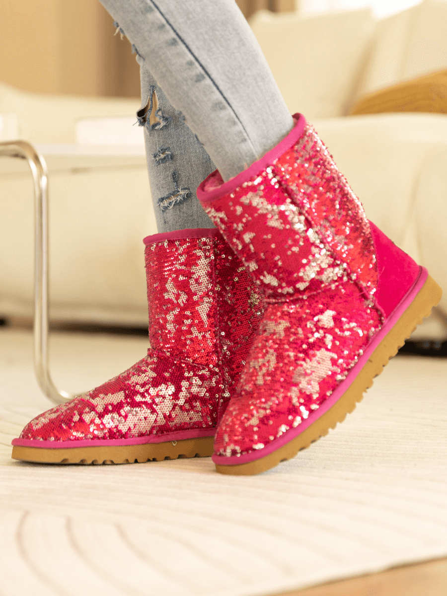 Smaibulun Ugg | Dallas Glam Sequin Shearling Boots - Rose Pink