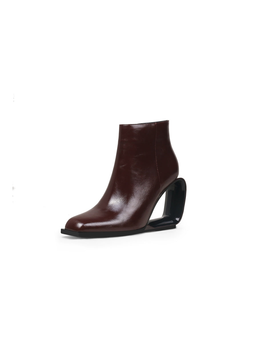 JadyRose | FIREPLACE Wedge-Heel Chocolate Leather Ankle Boot