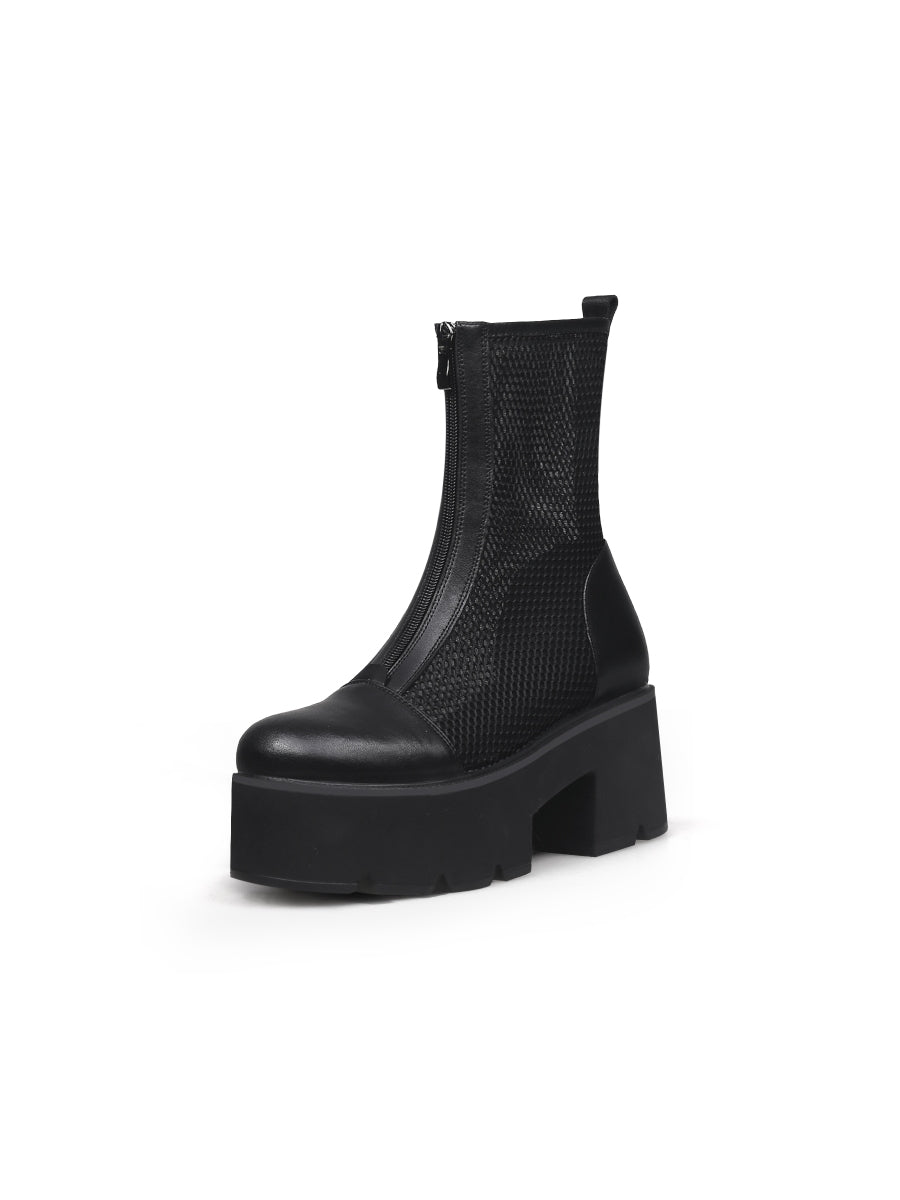 JADYROSE | LALLIE BLACK MESH CHUNKY HEEL BOOT