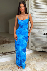 Delphine - Blue Floral Maxi Dress