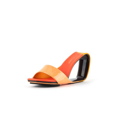 Jady Rose | Set It Straight Leather Wedge Slide - Orange