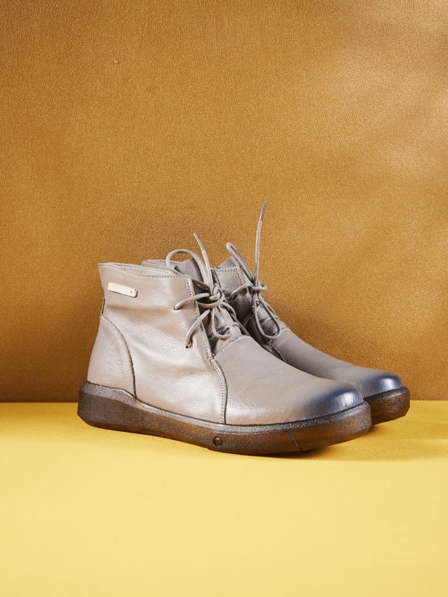 Rumour Has It | Brycen Low Ankle Leather Boots - Grey