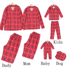 Christmas red checked printed shirt parent-child suit (with Pet Dog Clothes)