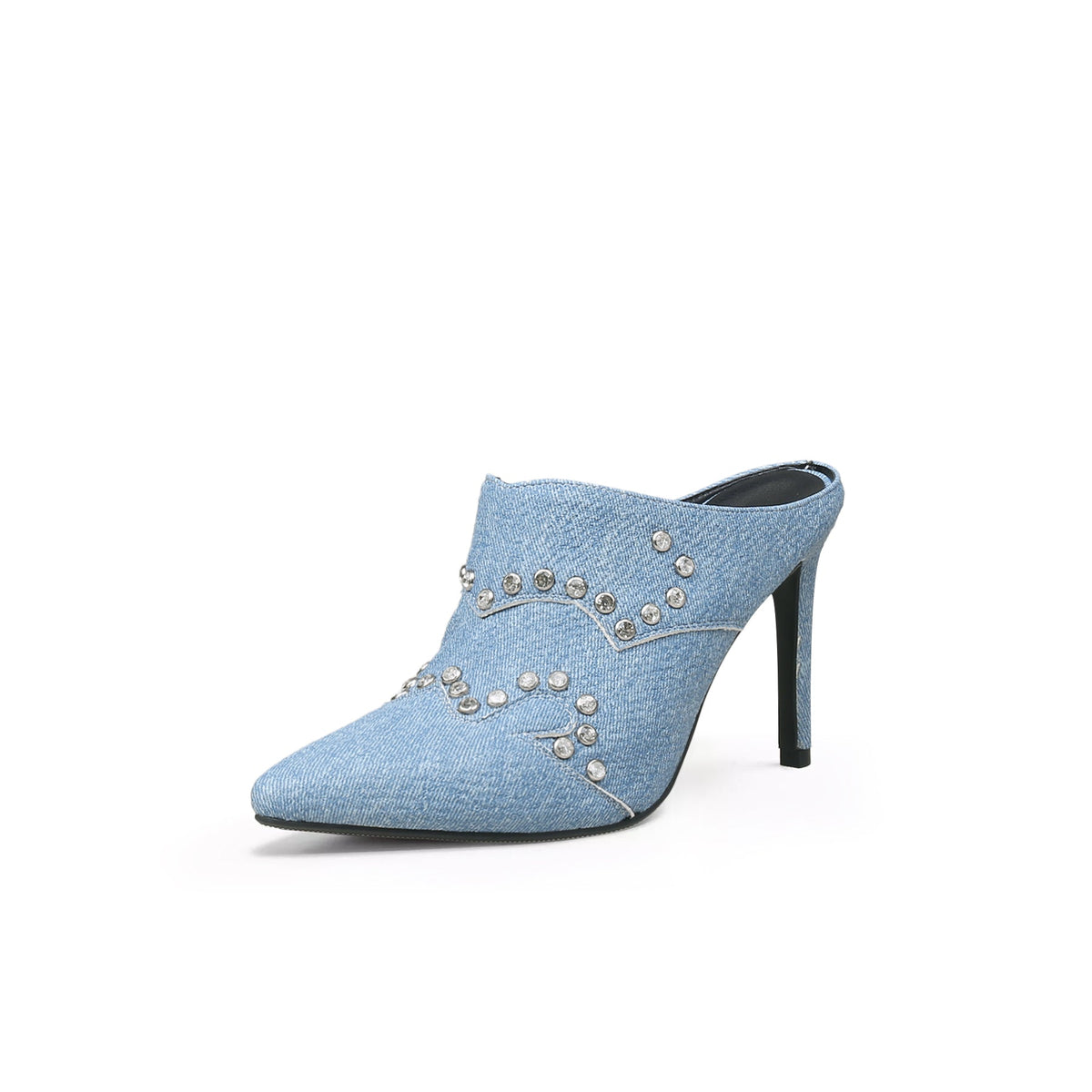 Jady Rose | Maxina Studded Denim Stilettos - Washed Blue