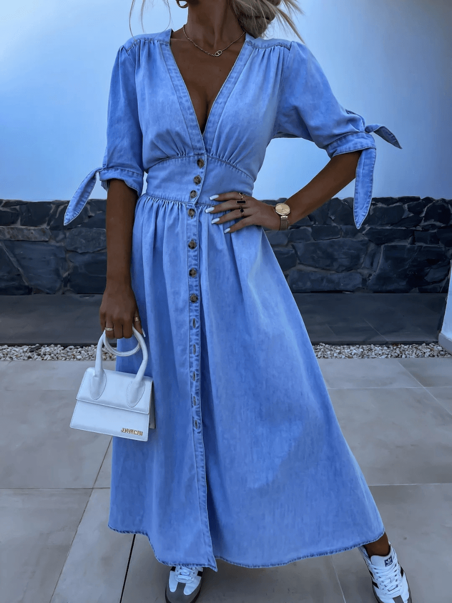 Camden Denim Button Front Maxi Dress