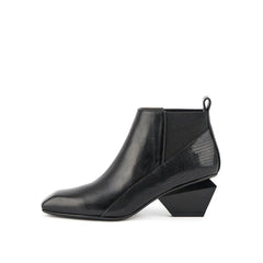 Jady Rose | Ayala Geometry-heel Leather Ankle Boot - Black