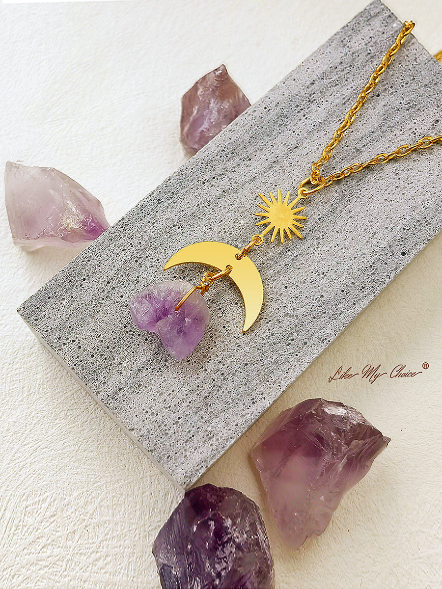 Crescent Moon Amethyst Necklace