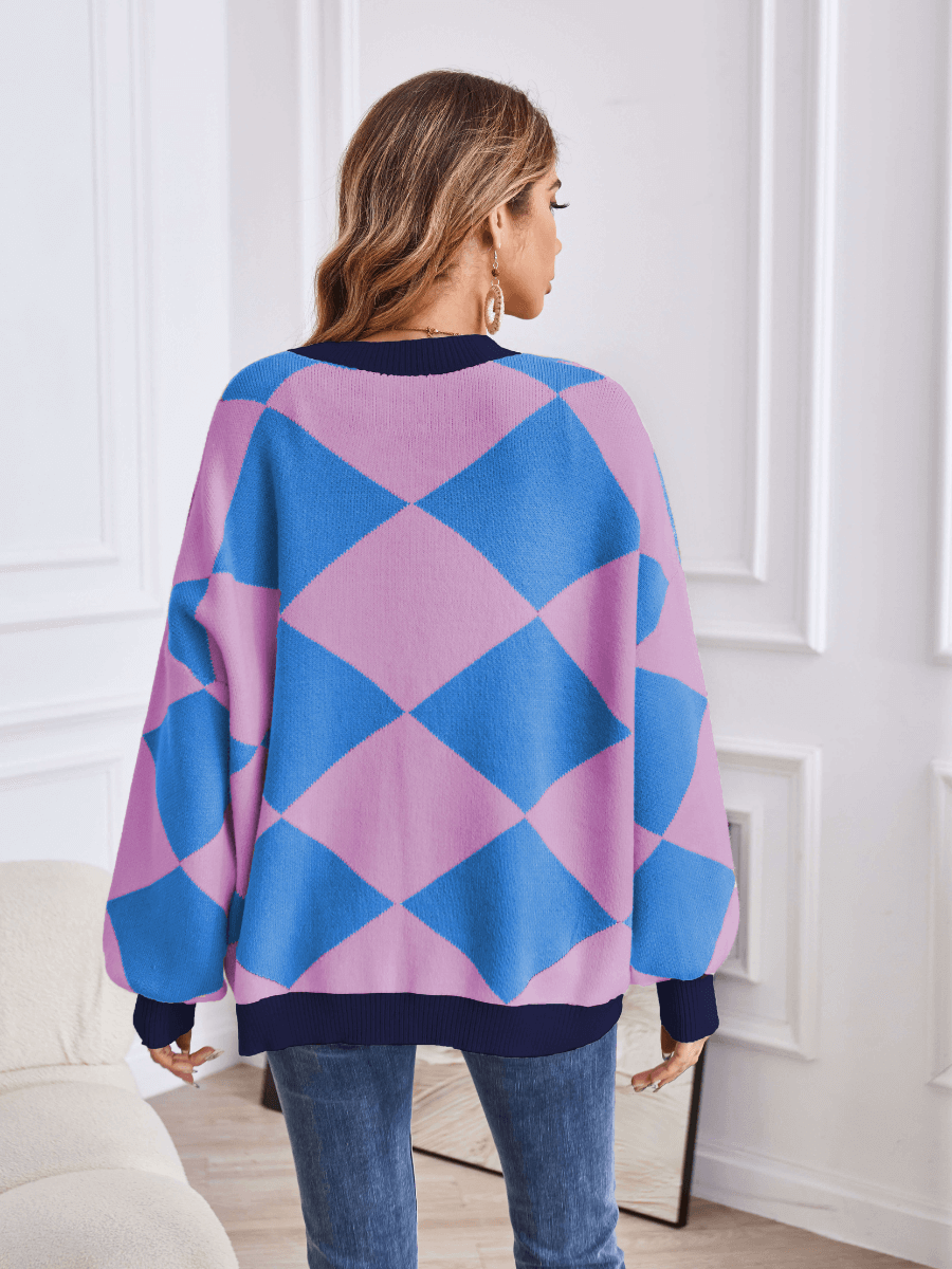 Boyfriend Pocketed Knit Cardigan - Blue