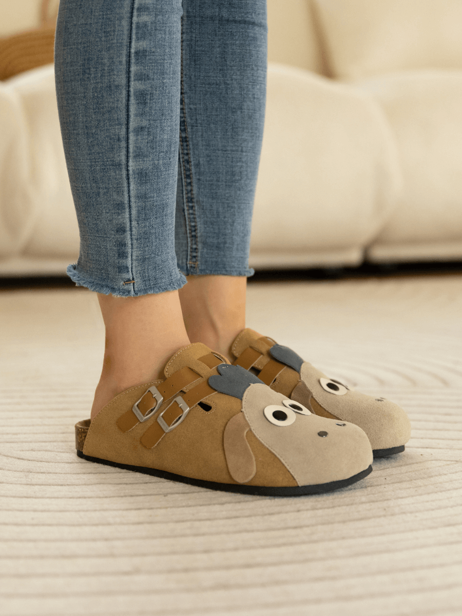 Maibulun | Moo Moo Baa Baa Double Strap Suede Clog - Khaki