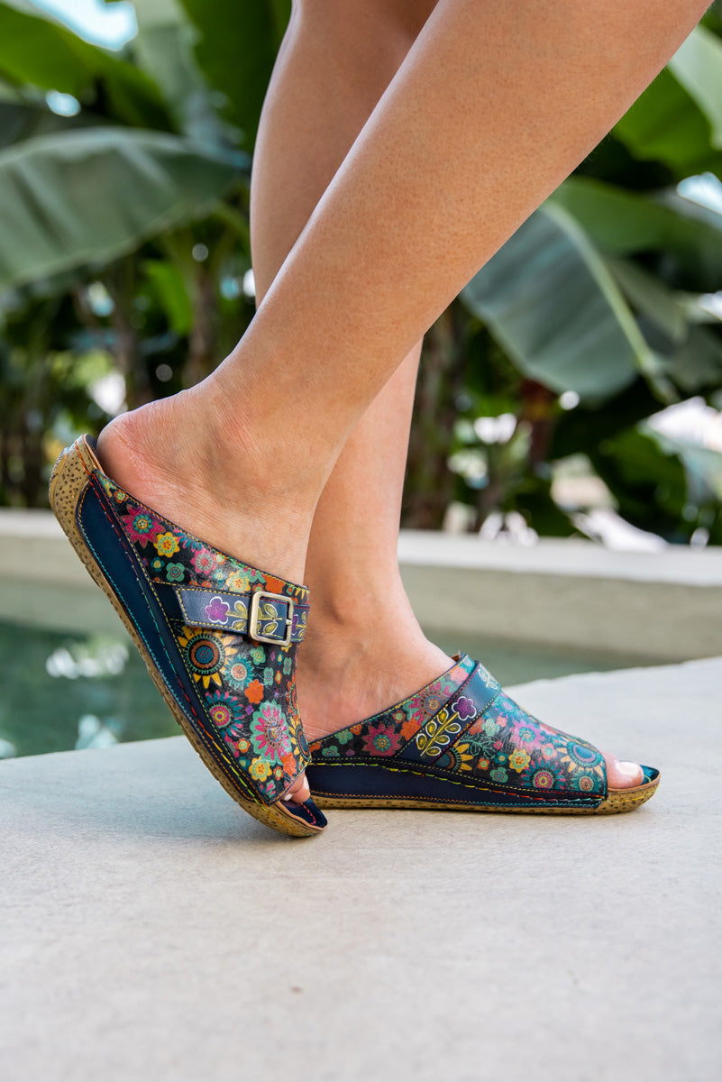 Soffia | Elsinore Boho Floral Printed Leather Sandal