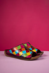 Soffia | Hotline Multi Diamond Patterned Leather Sandal