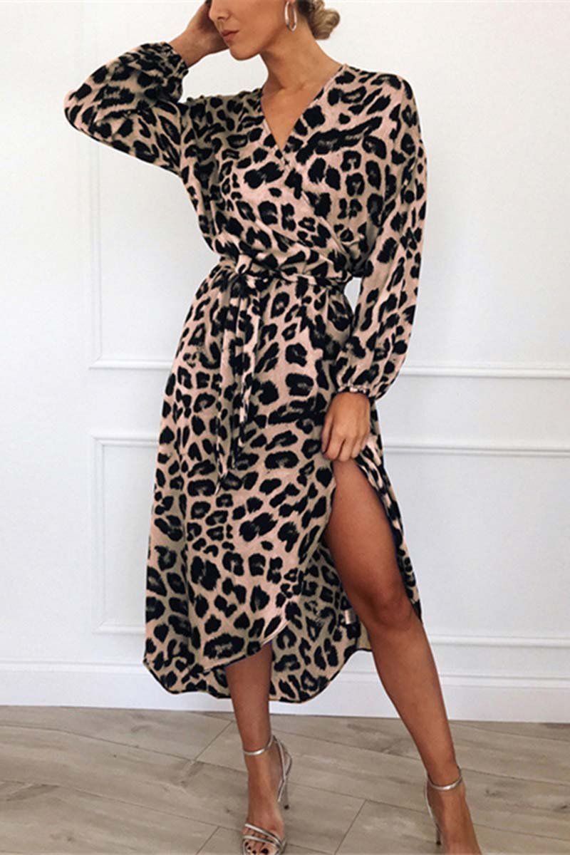 Chicindress V Neck Sexy Leopard Dress(4 Colors)