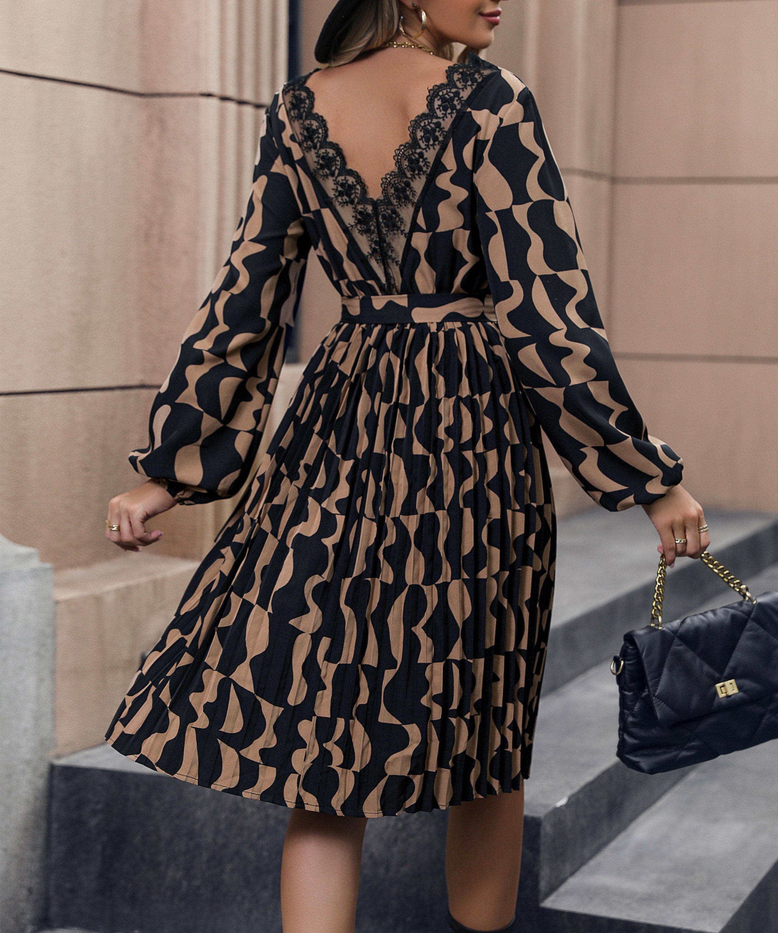 Woodhaven Tie Midi Dress - Brown