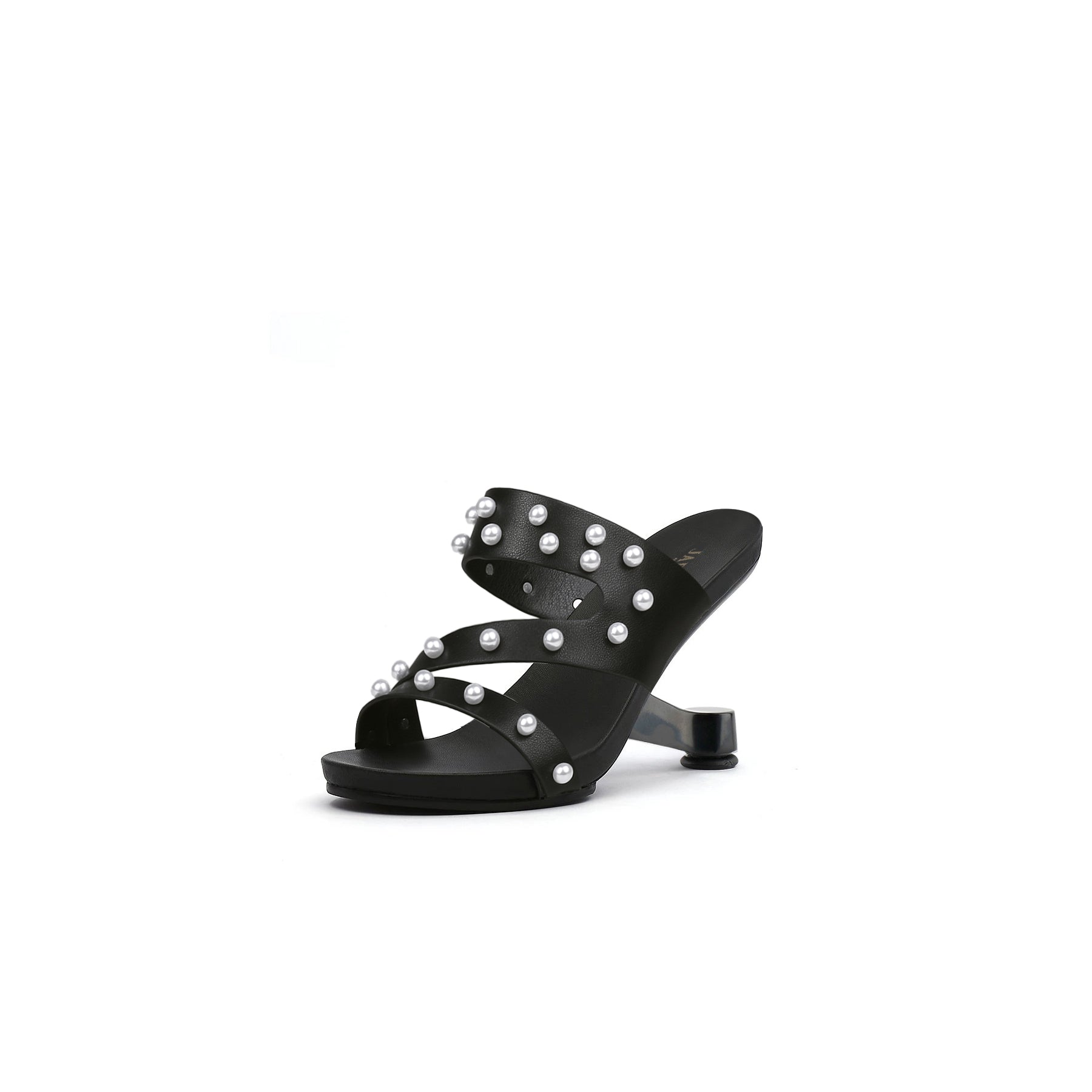 Jady Rose | Dannie Pearl Embellished Leather Heels - Black