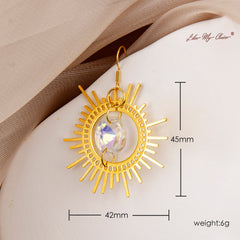 Boho Gold Sun Crystal Earrings