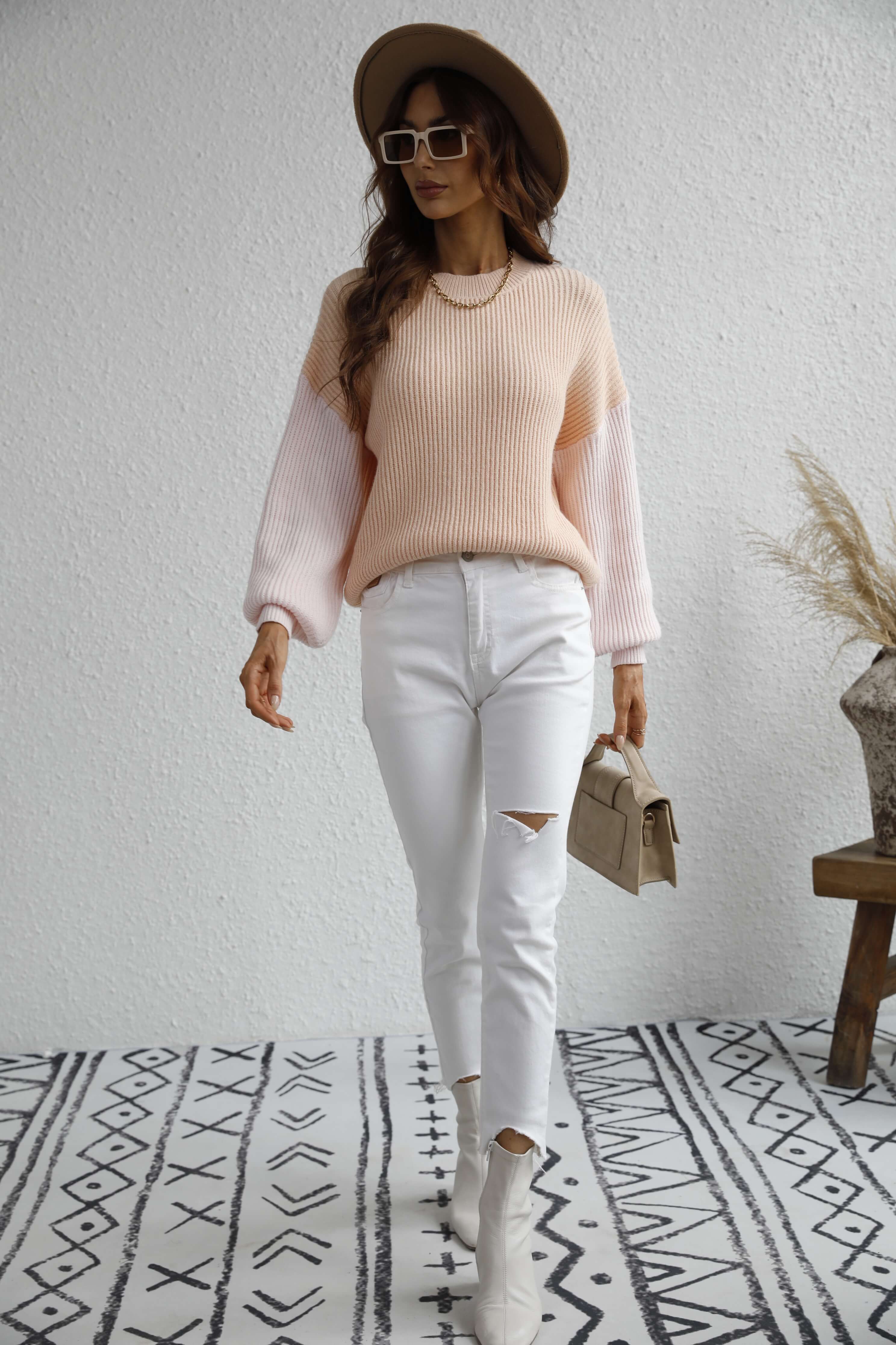 ESTATIA KNIT SWEATER - BLUSH