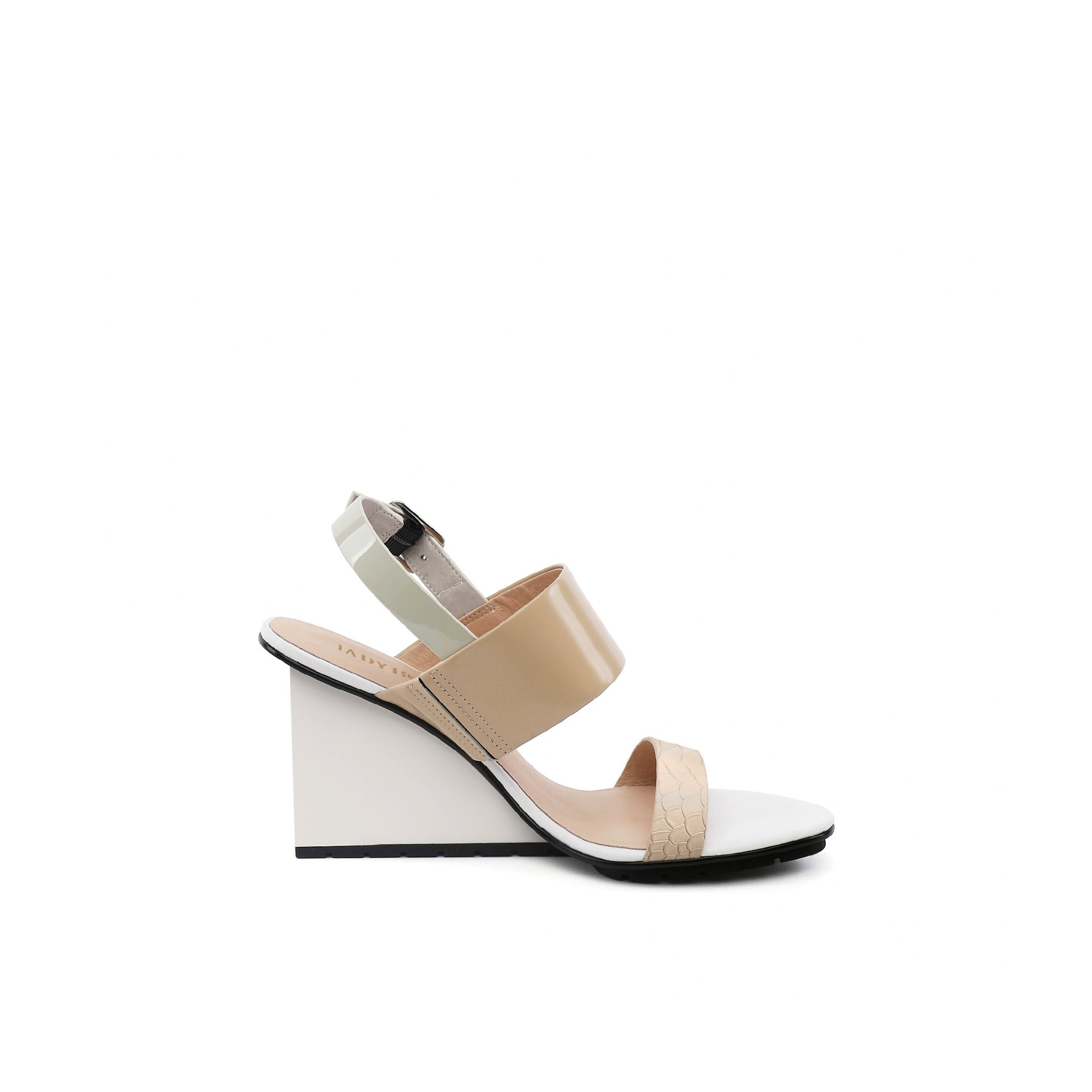 JADY ROSE | LEATHER SLINGBACK WEDGE SANDAL - NEUTRAL