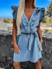 Digrasso Button Down Denim Mini Dress