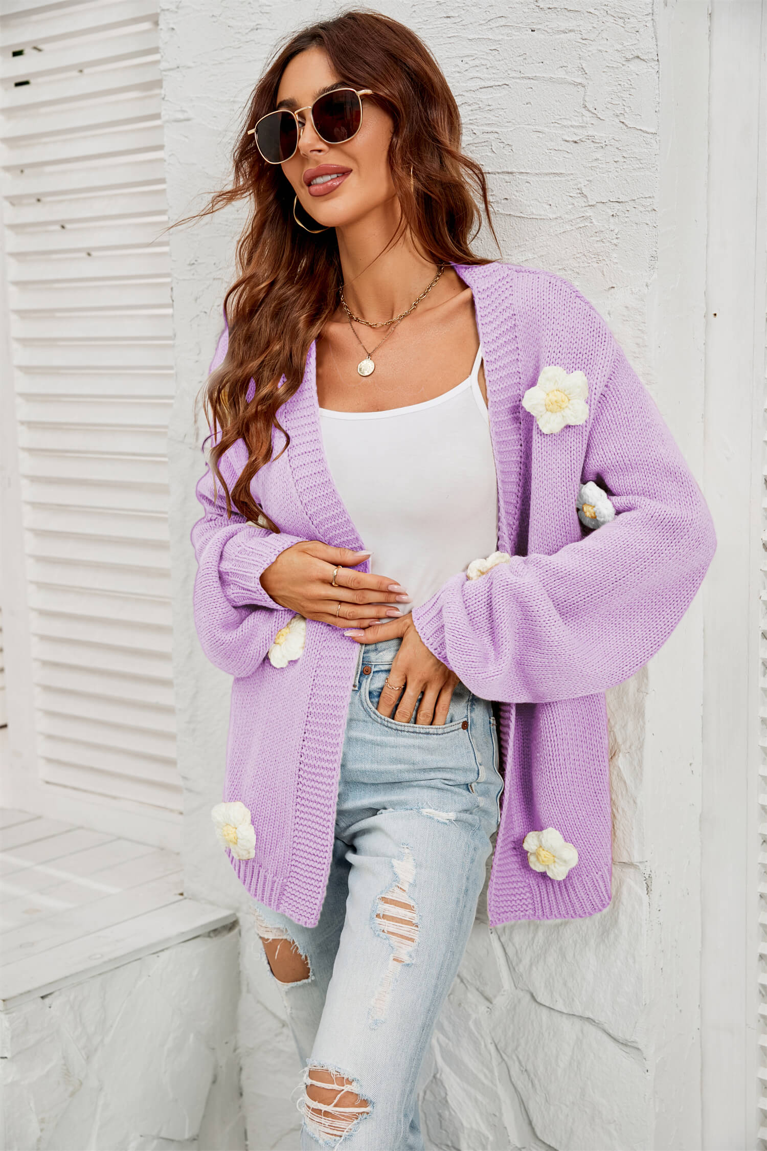 Fallen Daisy Oversized Knit Cardigan