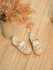 CACTUS ROSE | EMBROIDERED DAISY MESH UPPER LINEN ESPADRILLE