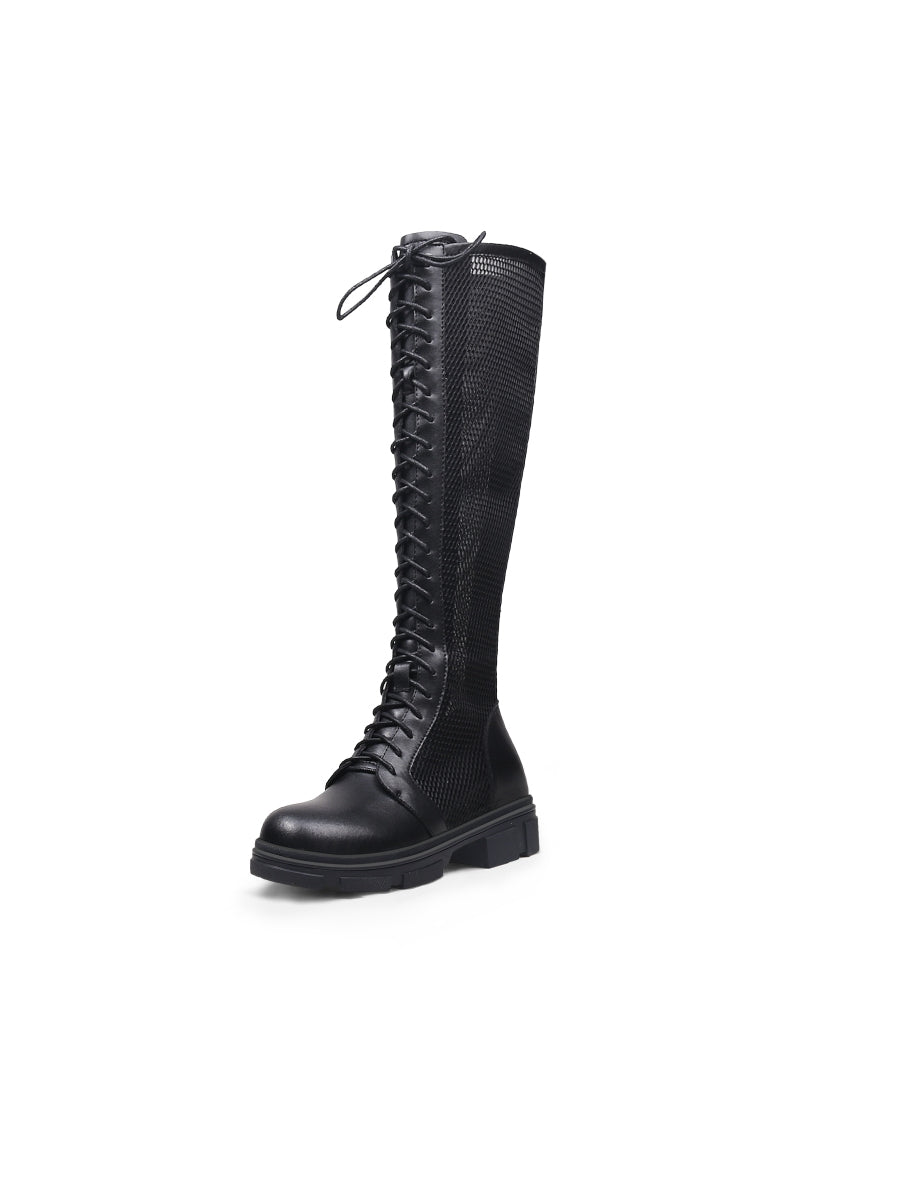 JADYROSE | LALLIE BLACK MESH KNEE HIGH BOOT