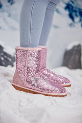 Smaibulun Ugg | Dallas Glam Sequin Shearling Boots - Baby Pink