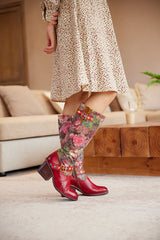 Soffia | Maude Floral Wide Calf Leather Knee High Boots