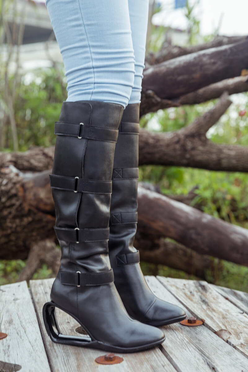 Jady Rose | Balen Elevator Heel Knee High Leather Boots