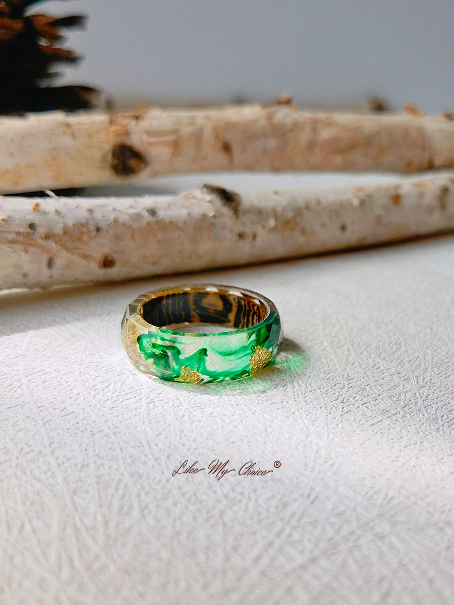 Gypsophila Magic Forest Wood Resin Ring