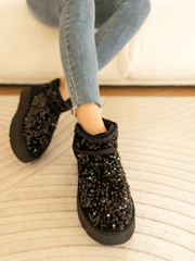 Smaibulun Ugg | Mini Glitter Low Ankle Platform Boots - Black