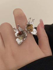 Adjustable Butterfly Shape Rhine Stones Rings Accessories