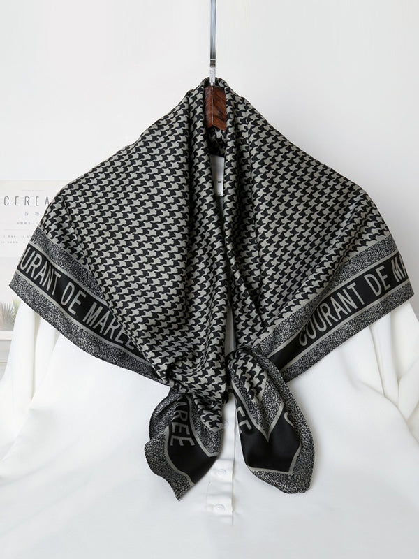 Contrast Color Houndstooth Letter Print Shawl&Scarf