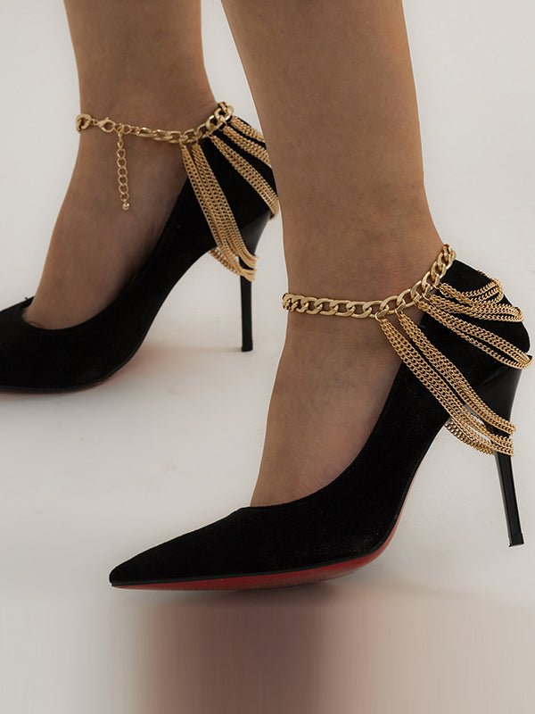 Simple Multi-Layered Tassels Chains Anklets